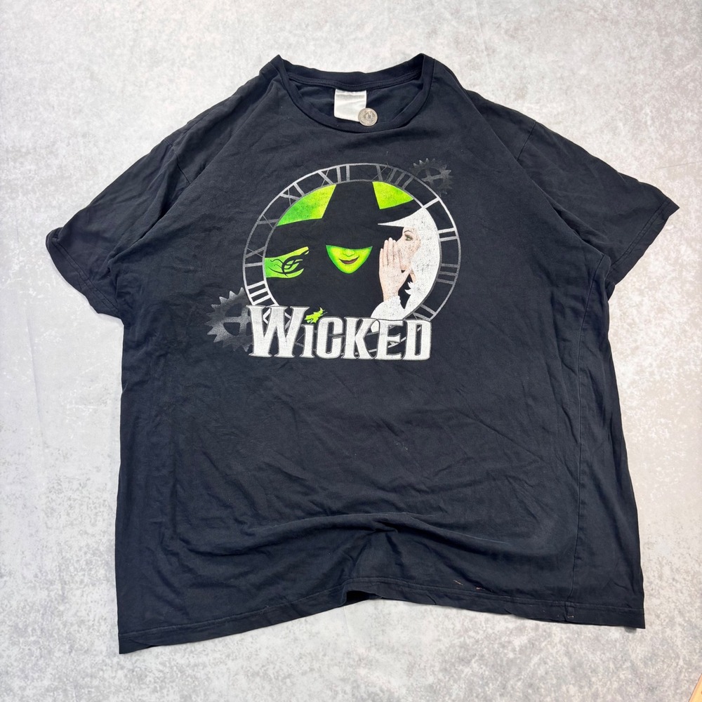 Wicked Broadway Musical Elphaba Glinda Graphic T-Shirt Black Size XL
